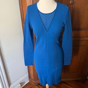 Versace Cobalt Blue bodycon long sleeve dress sz 44